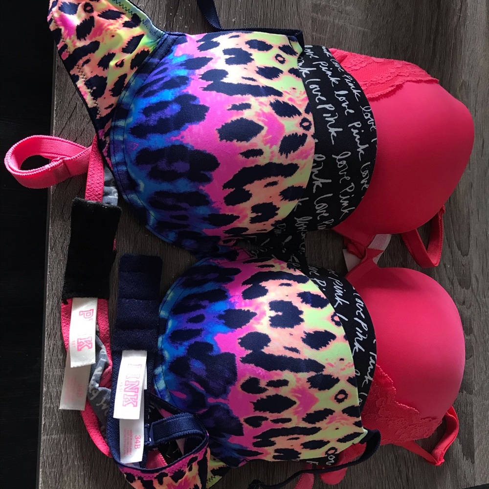 3 Pink barely used bras size 34B